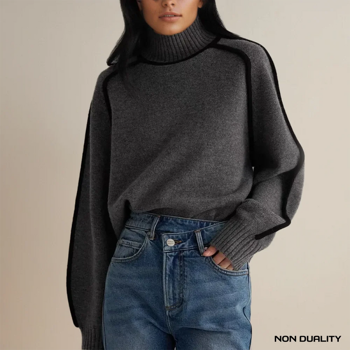 Non Duality | Classic Contrast Turtleneck Gray / S