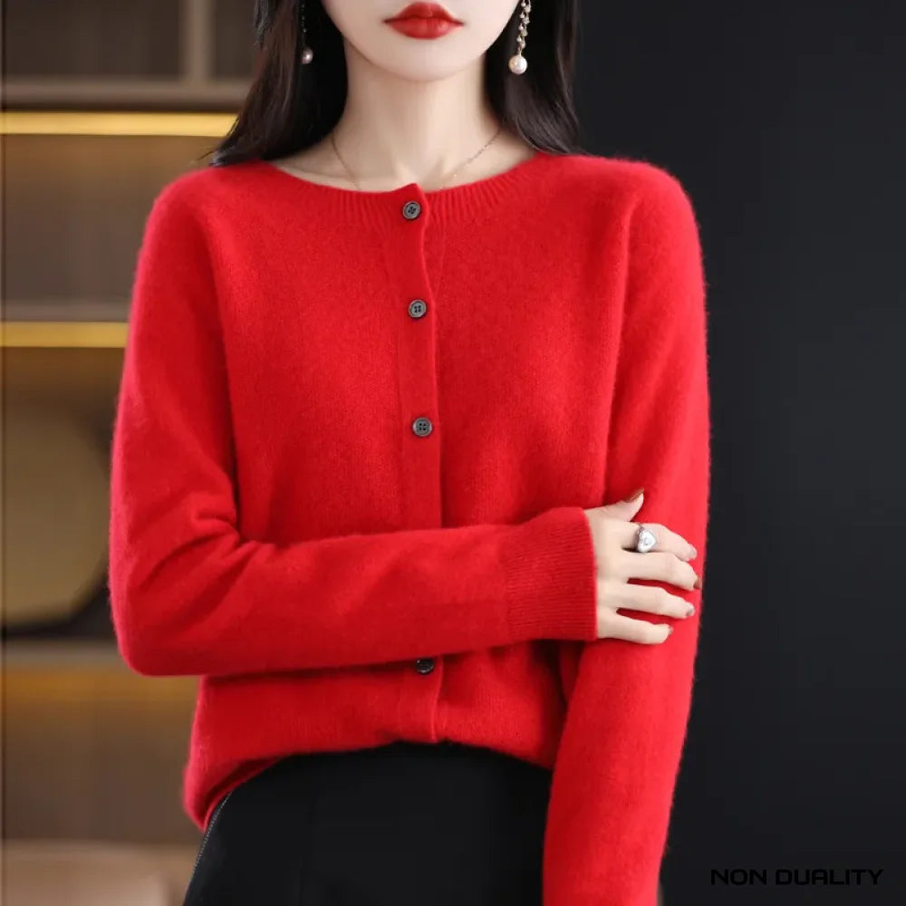 Non Duality | Soft Knit Buttoned Cardigan Red / S