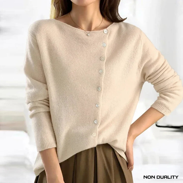 Non Duality | Elegant Woolen Button Cardigan Beige / One-Size