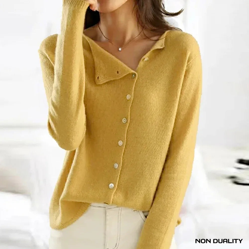 Non Duality | Elegant Woolen Button Cardigan Yellow / One-Size