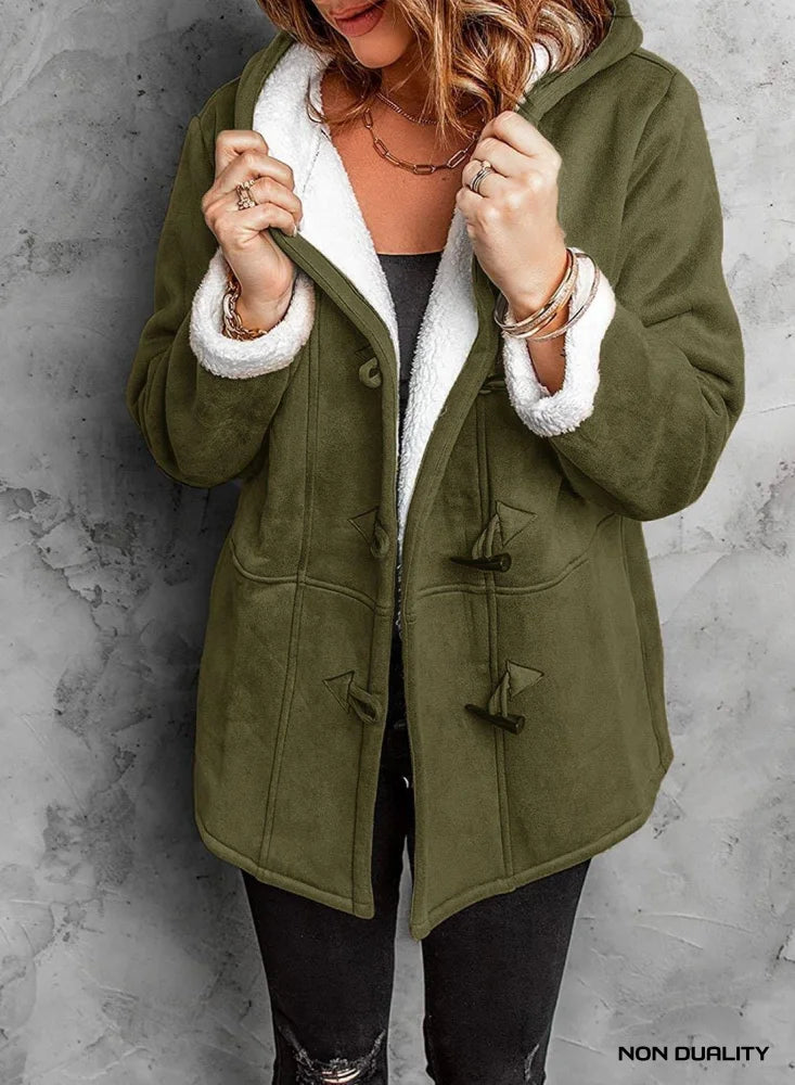 Non Duality | Plush Button Sherpa Jacket Army Green / S Coat