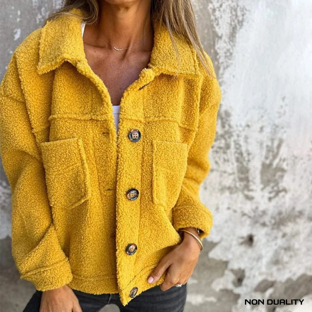 Non Duality | Soft Sherpa Button-Up Jacket Yellow / S