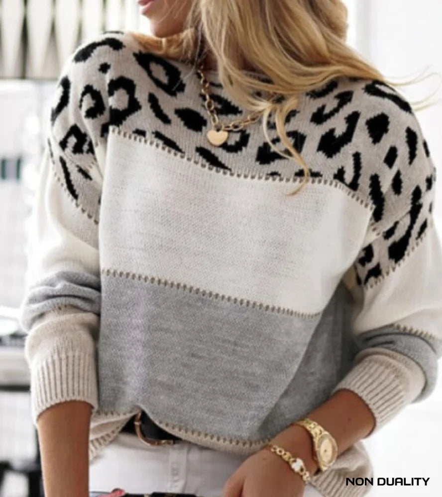 Non Duality | Leopard Print Sweater Gray / S