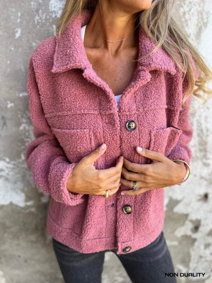 Non Duality | Soft Sherpa Button-Up Jacket Pink / S