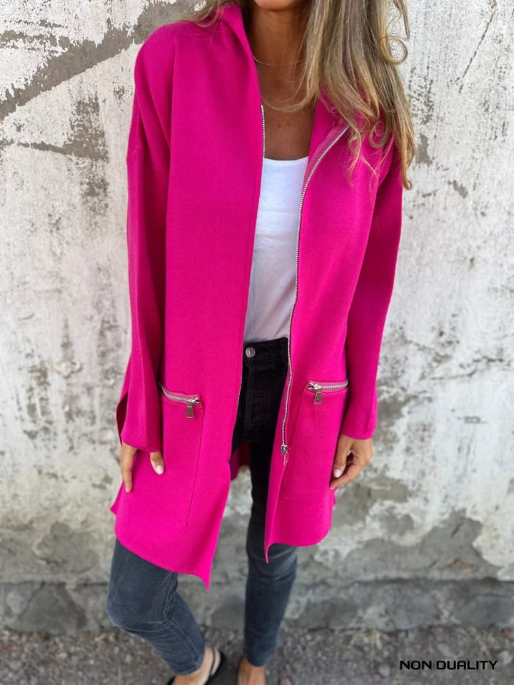 Non Duality | Long Hooded Cardigan Pink / S