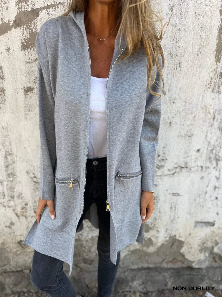 Non Duality | Long Hooded Cardigan Grey / S