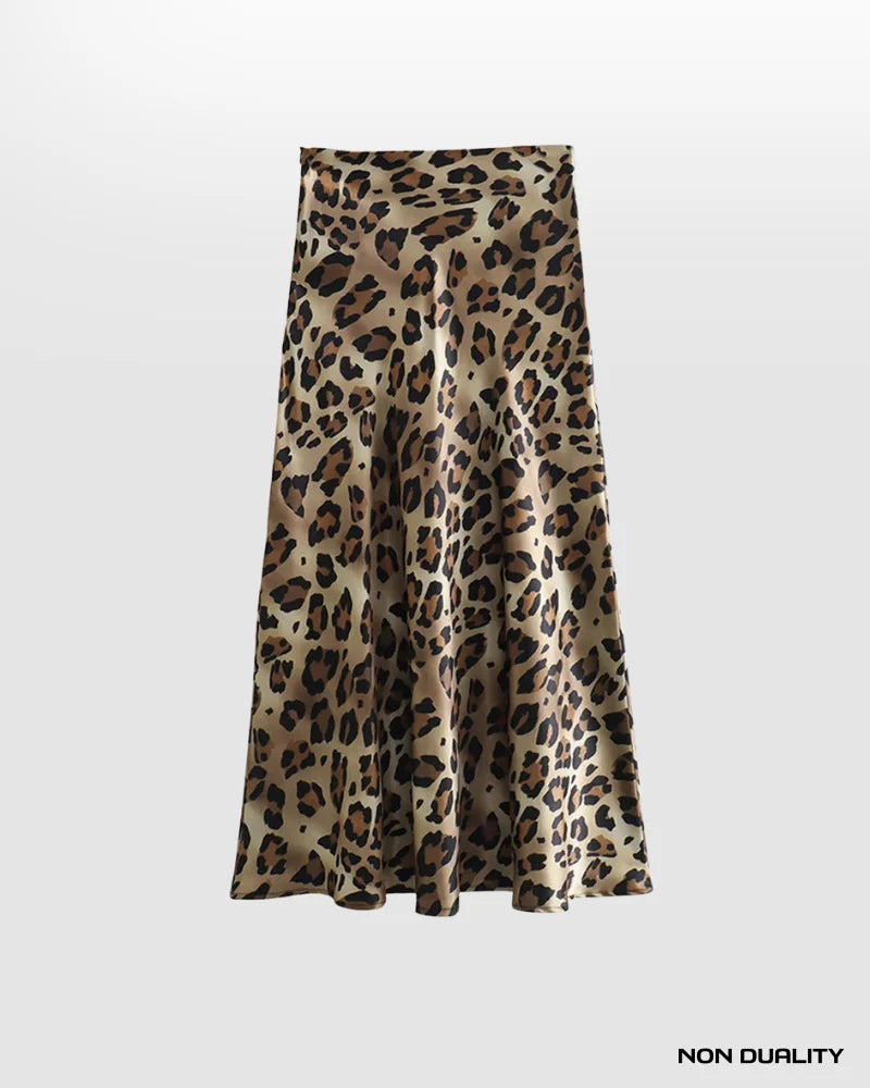 Leopard Satijnen Rok