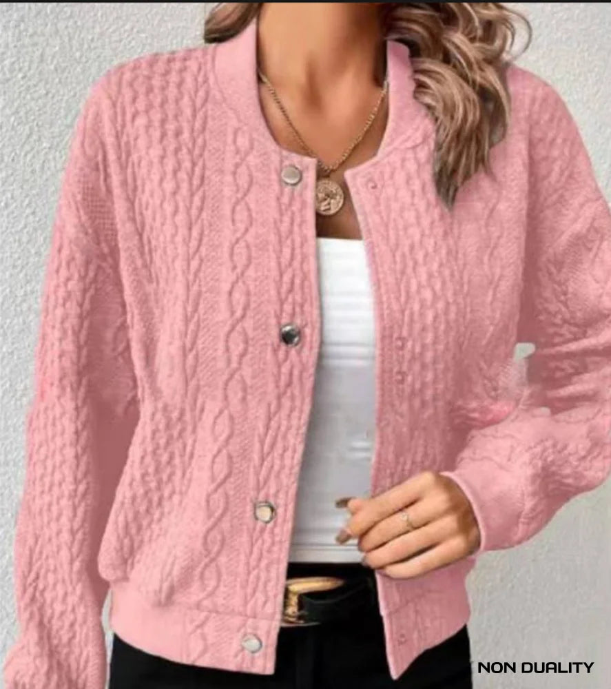 Non Duality | Cozy Cable Cardigan Jacket Pink / S Truien & Sweaters