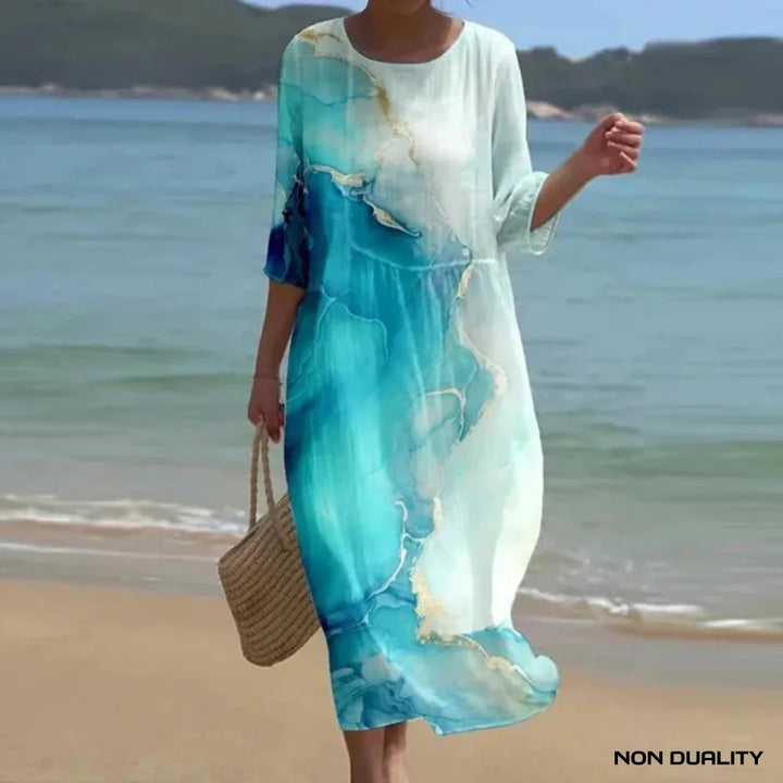 Non Duality | Sea Breeze Dress Lichtblauw En Wit / S