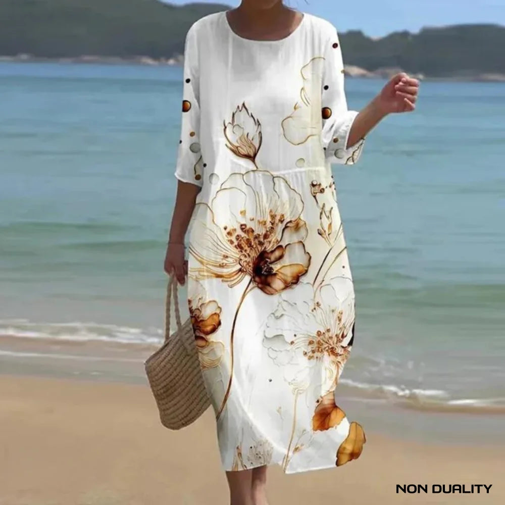 Non Duality | Sea Breeze Dress Oranje Bloemen / S