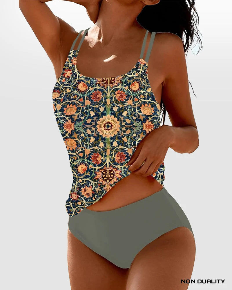 Serene Sands | Tankini Met Artistieke Print Swimsuits