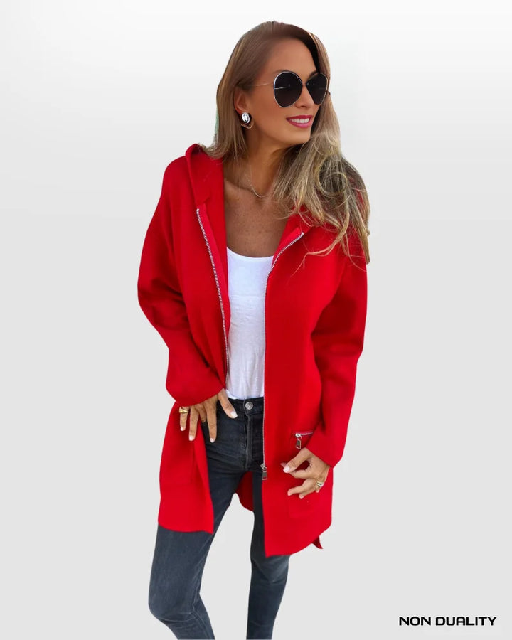 Non Duality | Long Hooded Cardigan Red / S