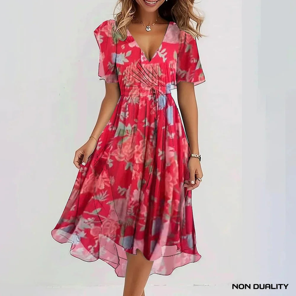 Non Duality | Soft Pastel Dress Rood / S Zomerjurk Dames