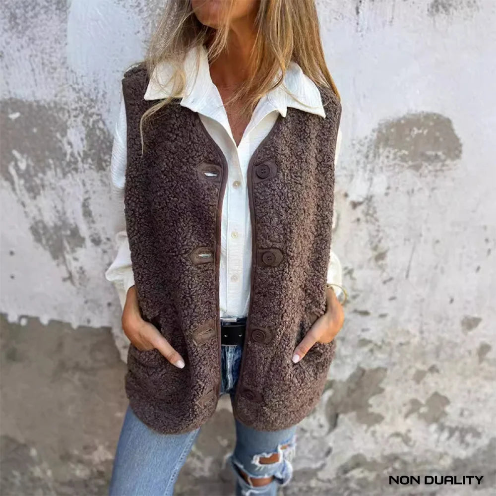 Non Duality | Cozy Sherpa Button Vest S 36-38