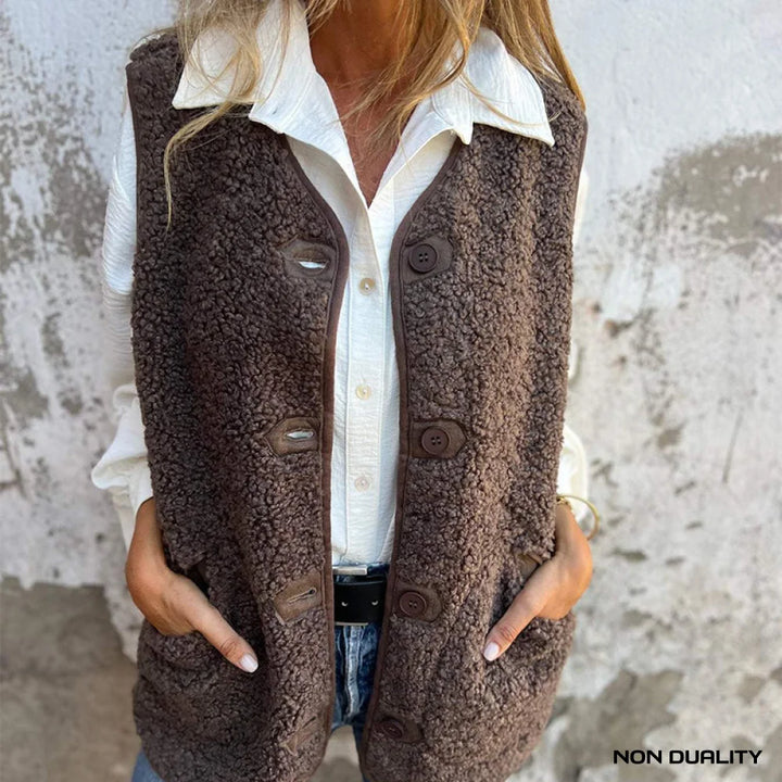 Non Duality | Cozy Sherpa Button Vest