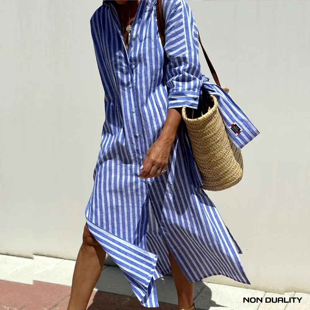 Non Duality | Striped Coastal Dress Blauw / S