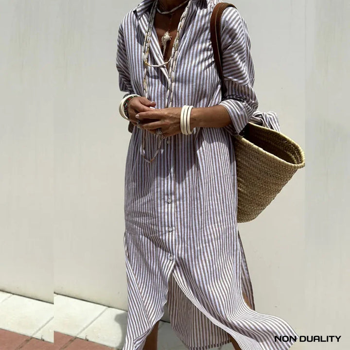 Non Duality | Striped Coastal Dress Grijs / S