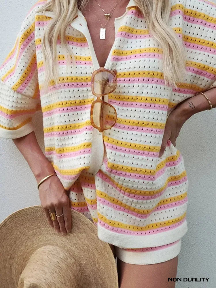 Non Duality | Sunset Stripe Lounge Set