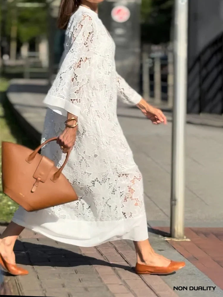 Non Duality | White Whisper Lace Dress